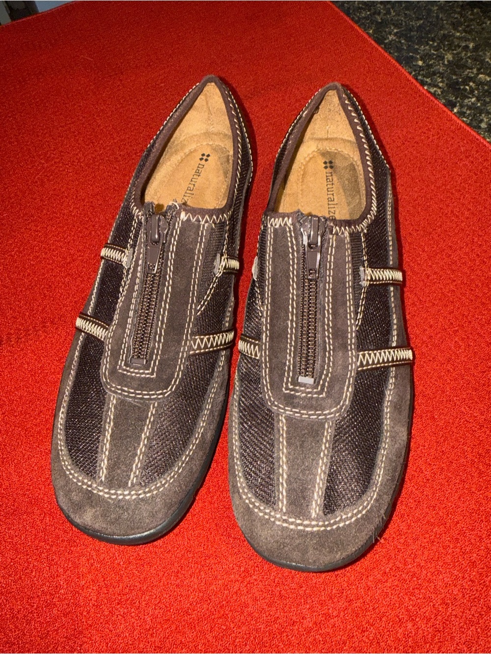 Naturalizer women’s Dark Brown Zip-Front Slip-On Loafers